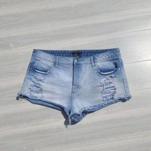 Forever 21 Demin distressed Shorts fringe